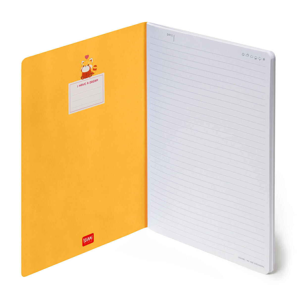 Legami - Cuaderno de tapa dura ilustrada con renglones B5 - Panda rojo