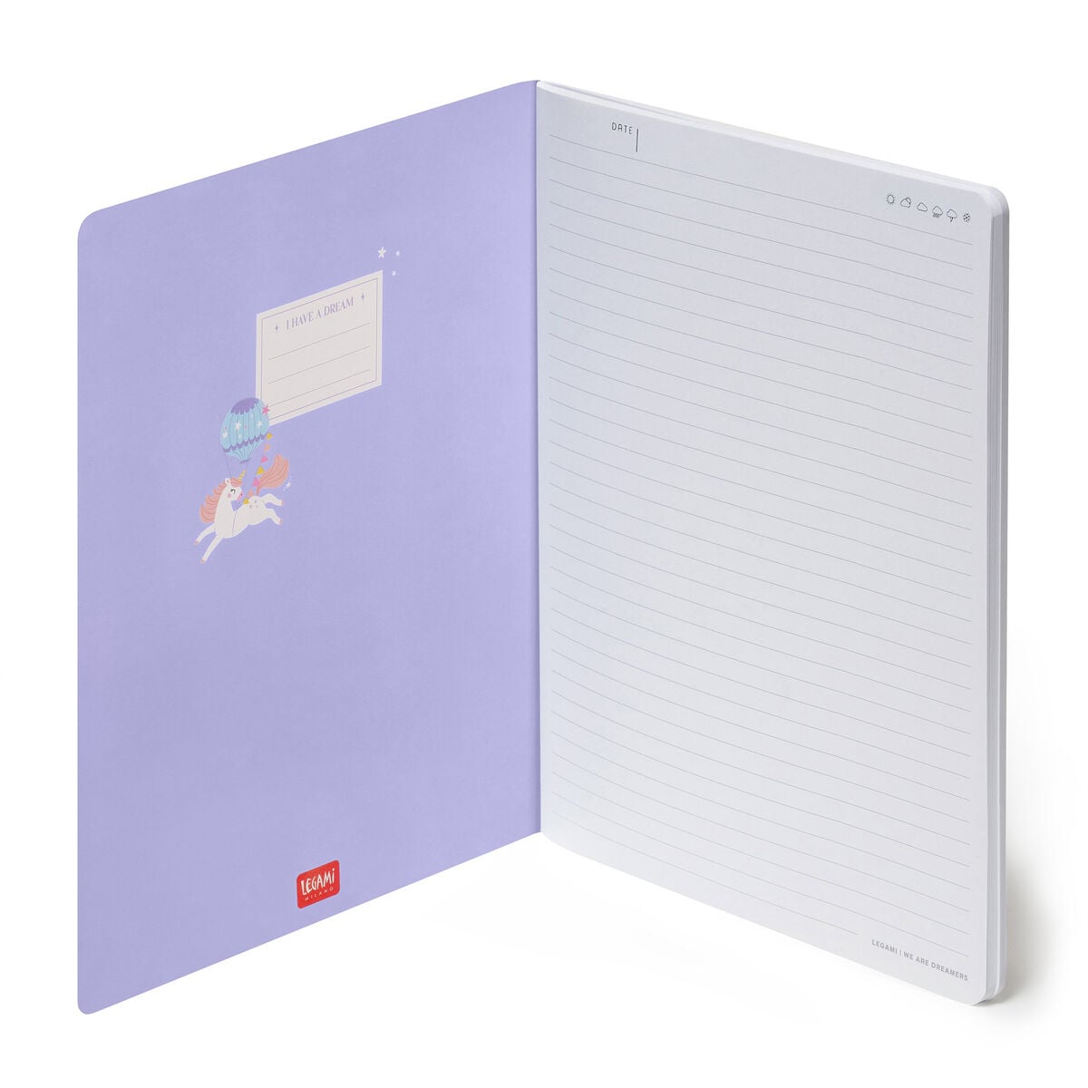 Legami - Cuaderno B5 rayado con tapa dura ilustrada - Unicornio