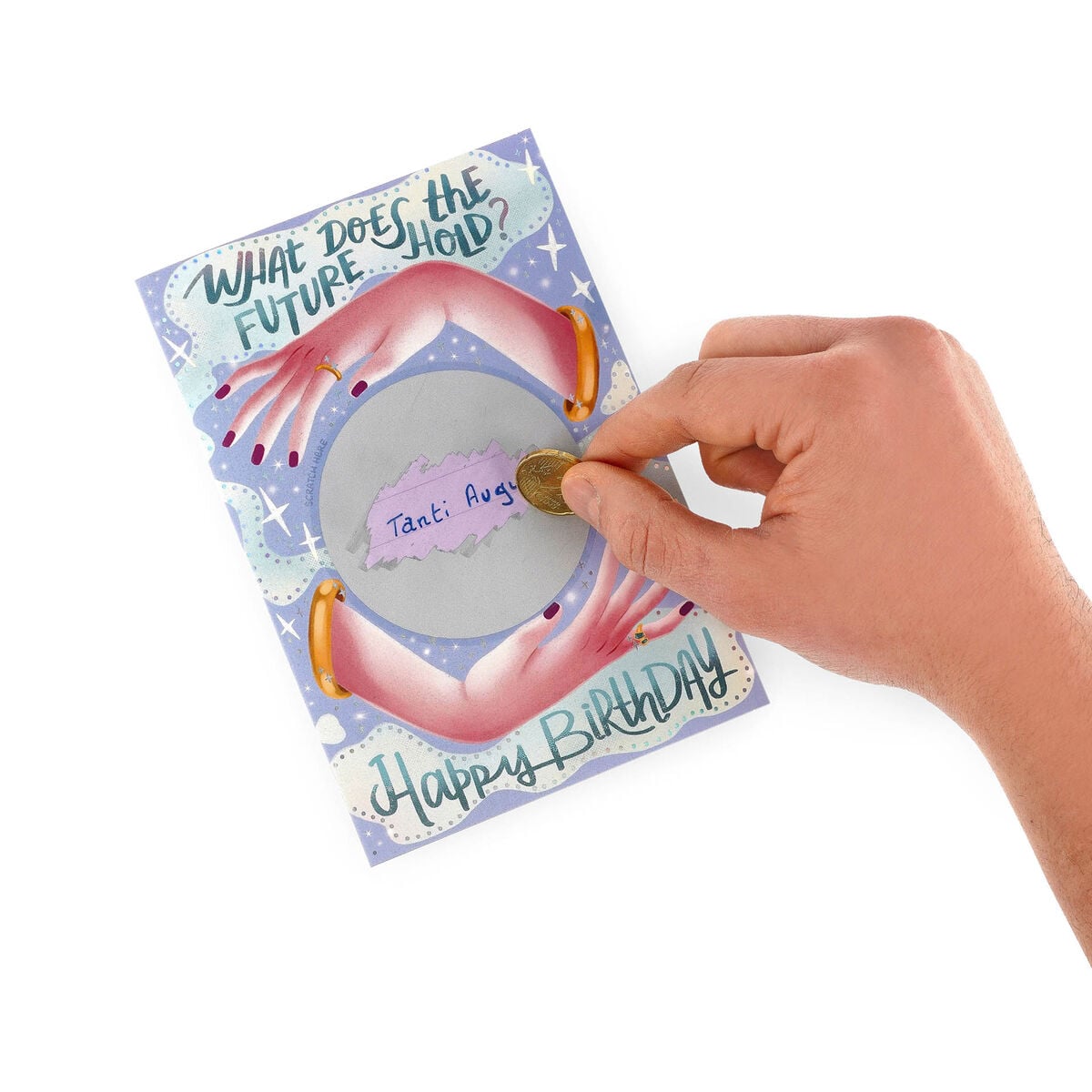 Legami - Tarjeta de cumpleaños para rascar y abrir "Feliz Cumpleaños", con bola de cristal - Tarjeta de rascar