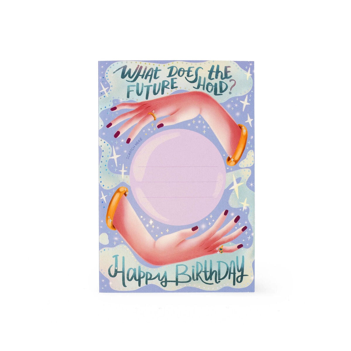 Legami - Tarjeta de cumpleaños para rascar y abrir "Feliz Cumpleaños", con bola de cristal - Tarjeta de rascar