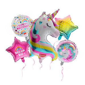 Legami - Set de 5 globos de cumpleaños de unicornio - ¡Vamos de fiesta!
