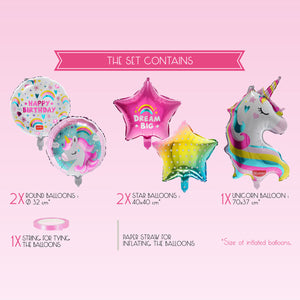 Legami - Set de 5 globos de cumpleaños de unicornio - ¡Vamos de fiesta!