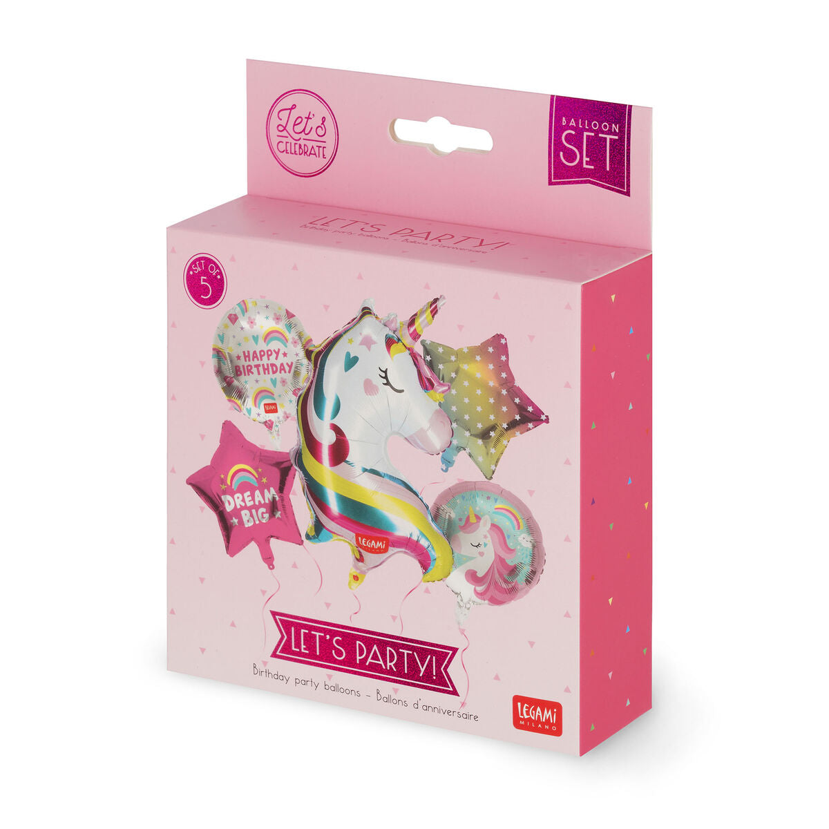 Legami - Set de 5 globos de cumpleaños de unicornio - ¡Vamos de fiesta!