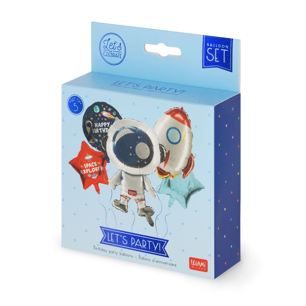 Legami - Set de 5 globos de cumpleaños con temática espacial - ¡Vamos de fiesta!