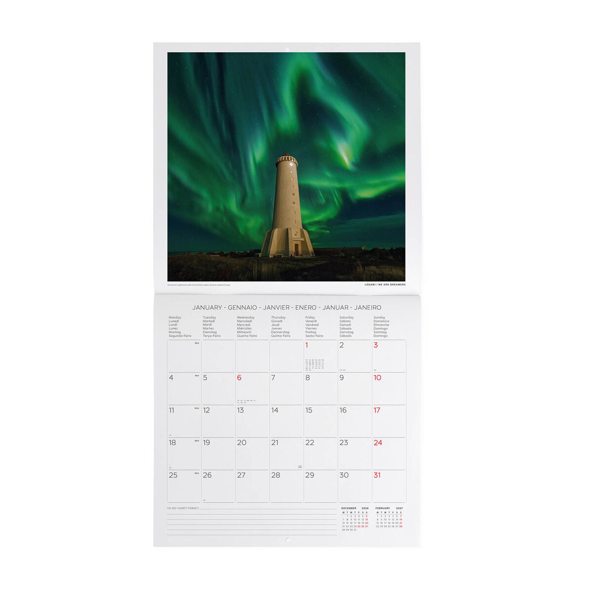 Legami - Calendario de Pared Lighthouses World 2027 - 30 x 29 cm