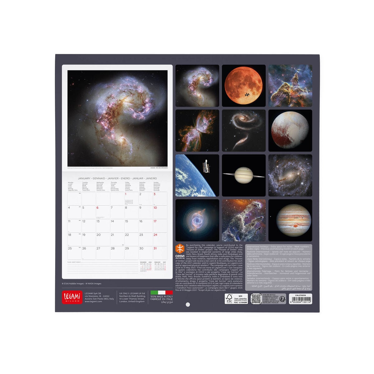 Legami - Calendario de pared Beyond Infinity 2027 - 30 x 29 cm