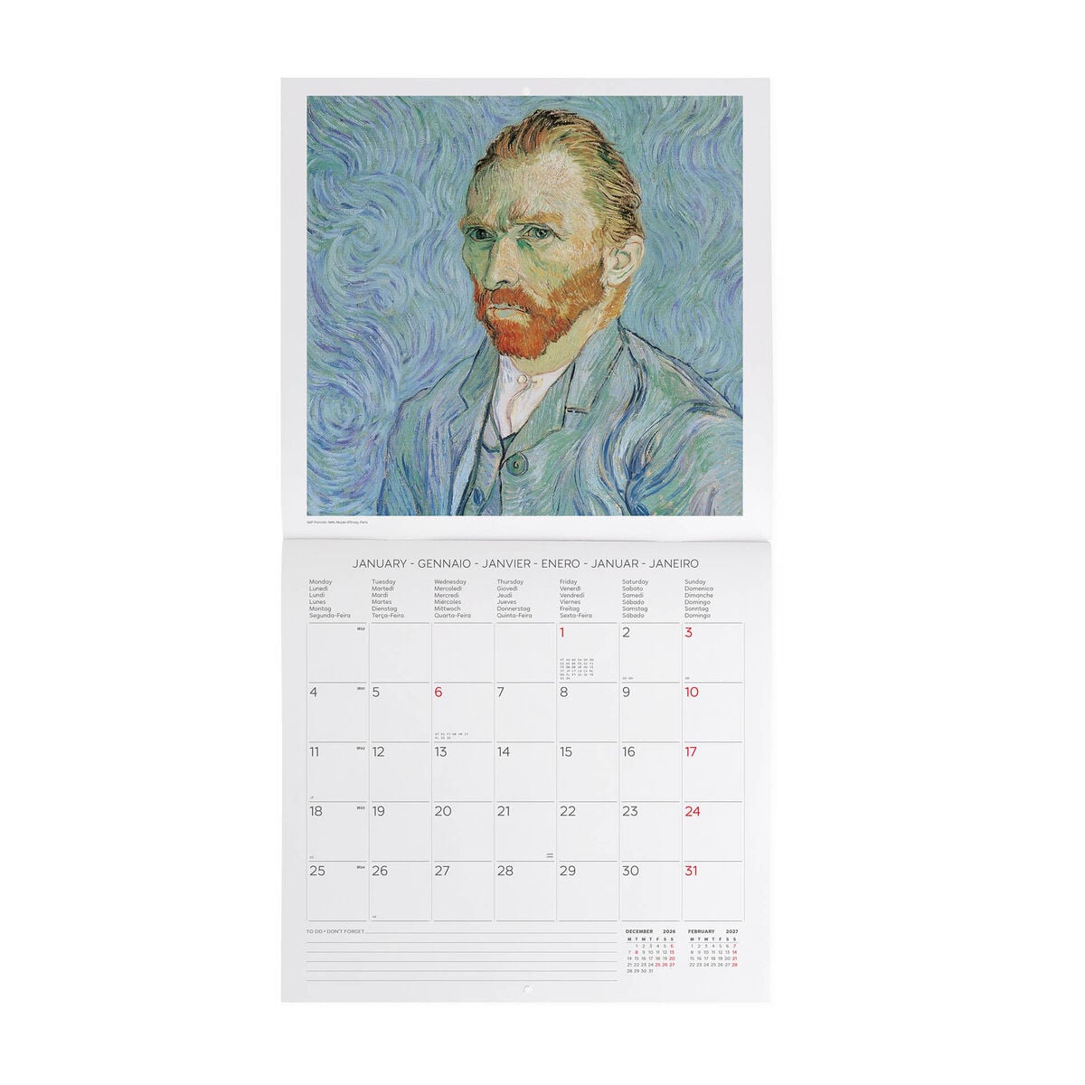 Legami - Calendario de Pared 2027 Vincent Van Gogh - 30 x 29 cm
