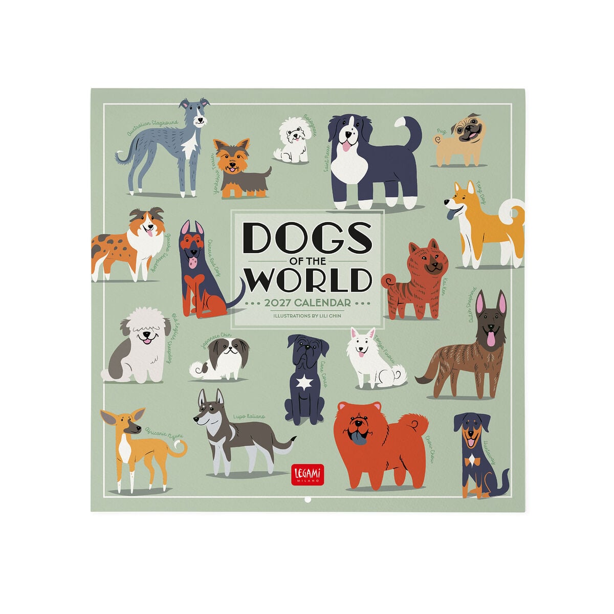 Legami - Dogs World 2027 Calendario de pared - 30 x 29 cm