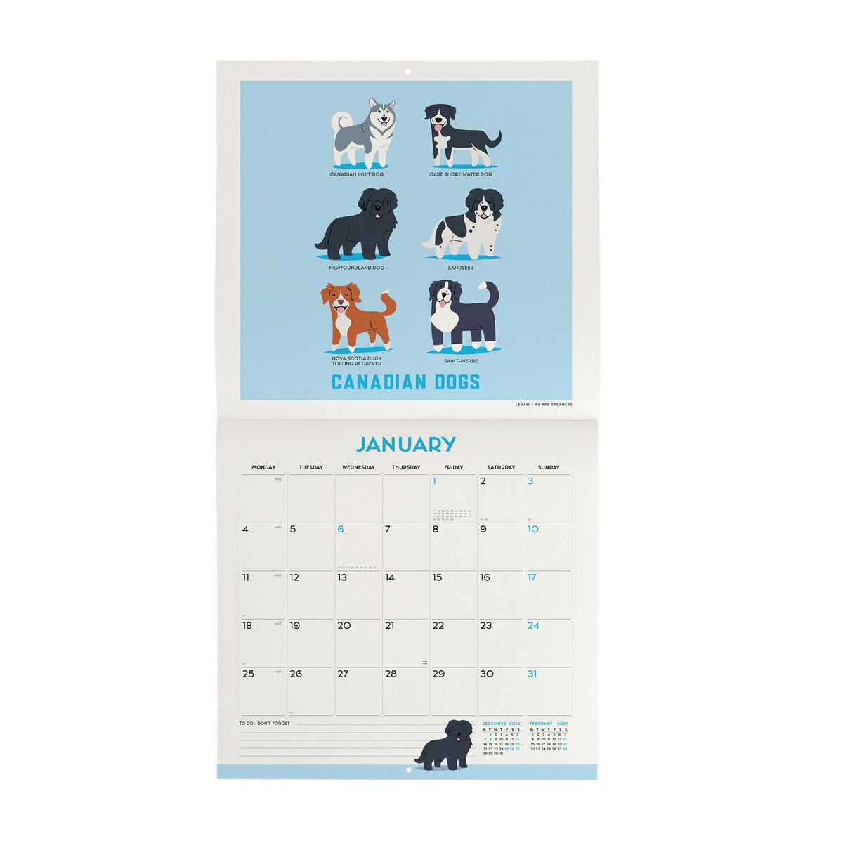 Legami - Dogs World 2027 Calendario de pared - 30 x 29 cm