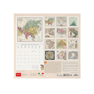 Legami - Calendario de pared Vintage Maps 2027 - 30 x 29 cm