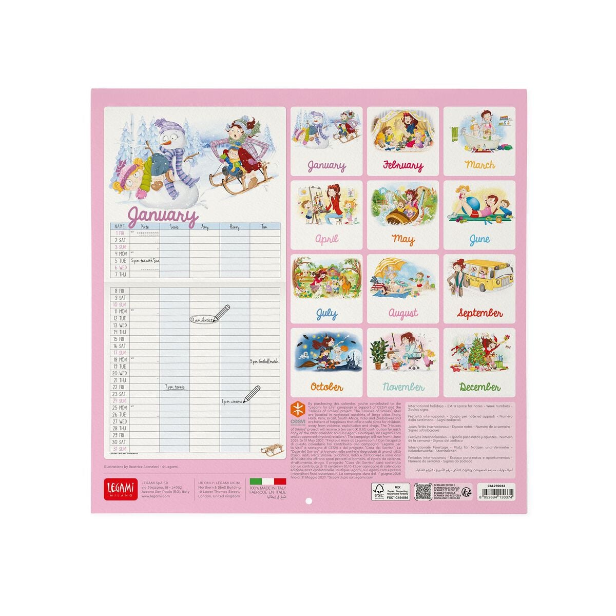 Legami - Calendario de Pared Súper Mamá 2027 - 30 x 29 cm