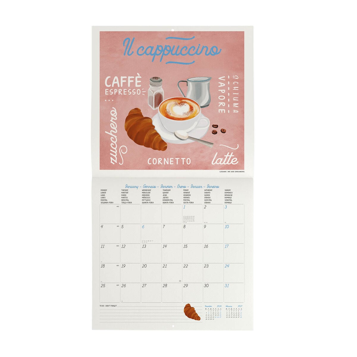 Legami - La Dolce Vita 2027 Calendario de Pared - 30 x 29 cm