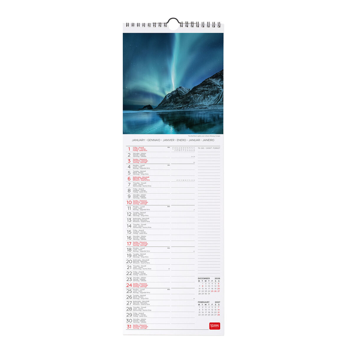 Legami - Calendario de pared Planet Earth 2027 - 16 x 49 cm