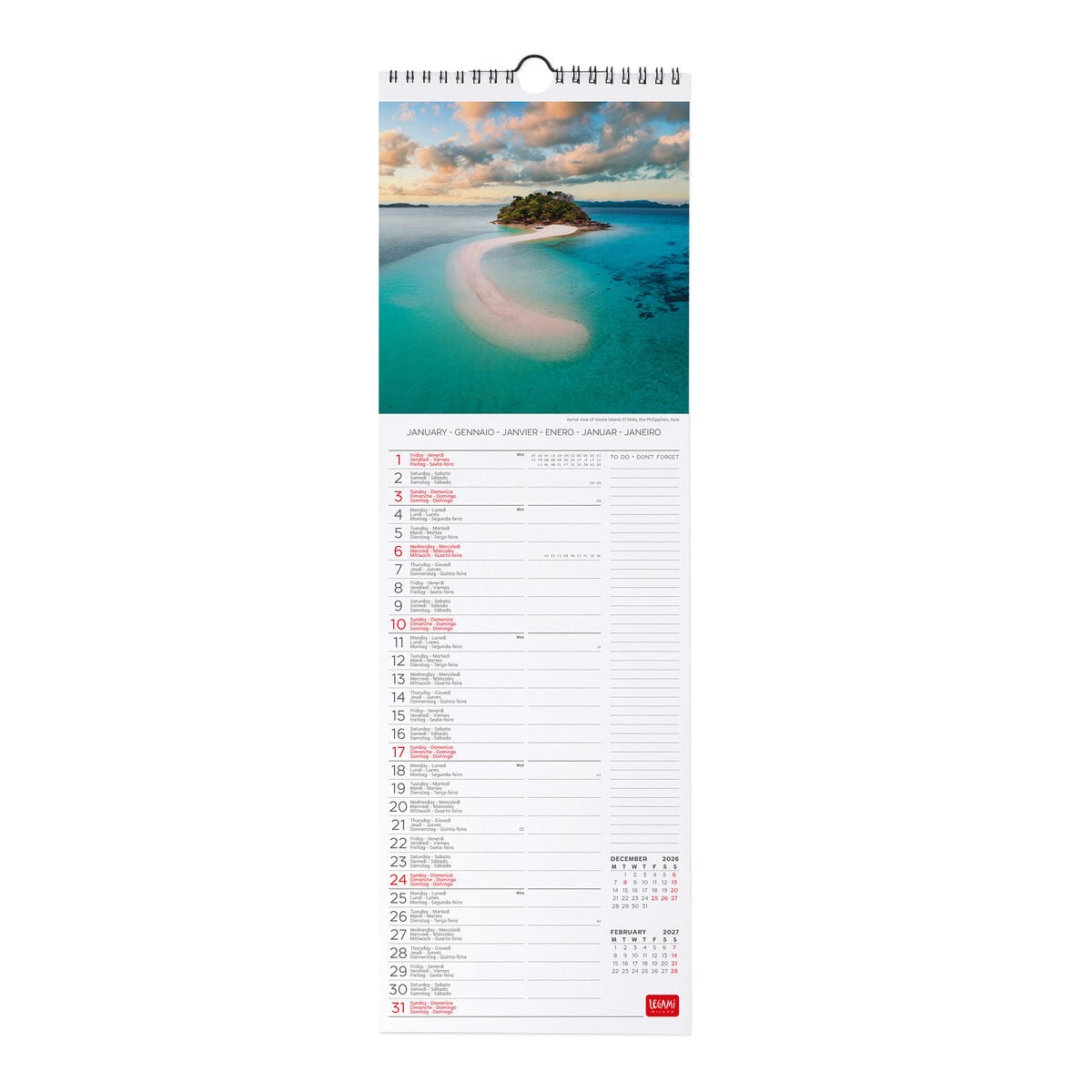 Legami - Calendario de pared Vitamin Sea 2027 - 16 x 49 cm