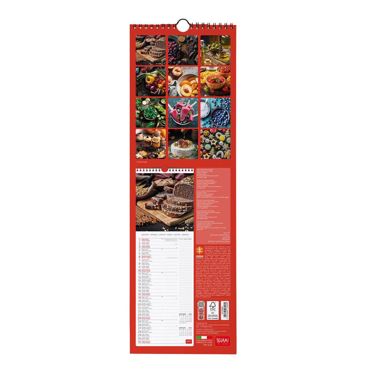 Legami - Kitchen 2027 Calendario de Pared - 16 x 49 cm