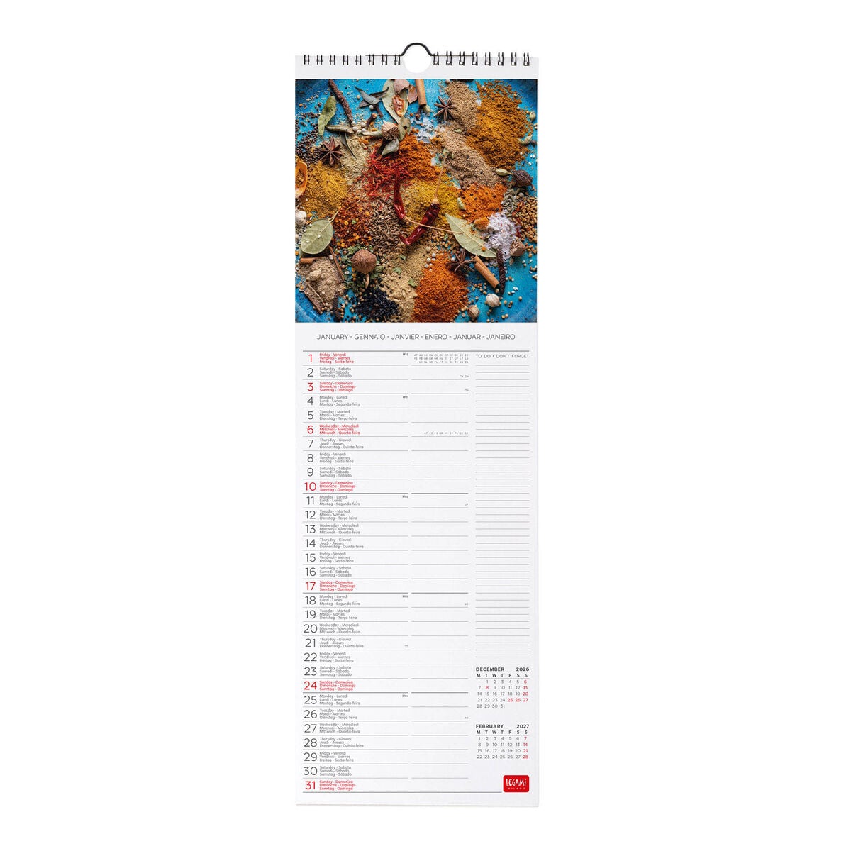 Legami - Herbs & Spices 2027 Calendario de pared - 16 x 49 cm
