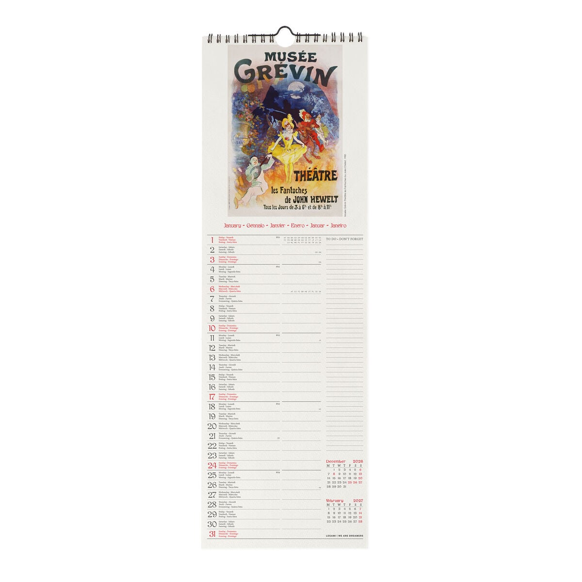 Legami - Calendario de Pared Belle Époque 2027 - 16 x 49 cm