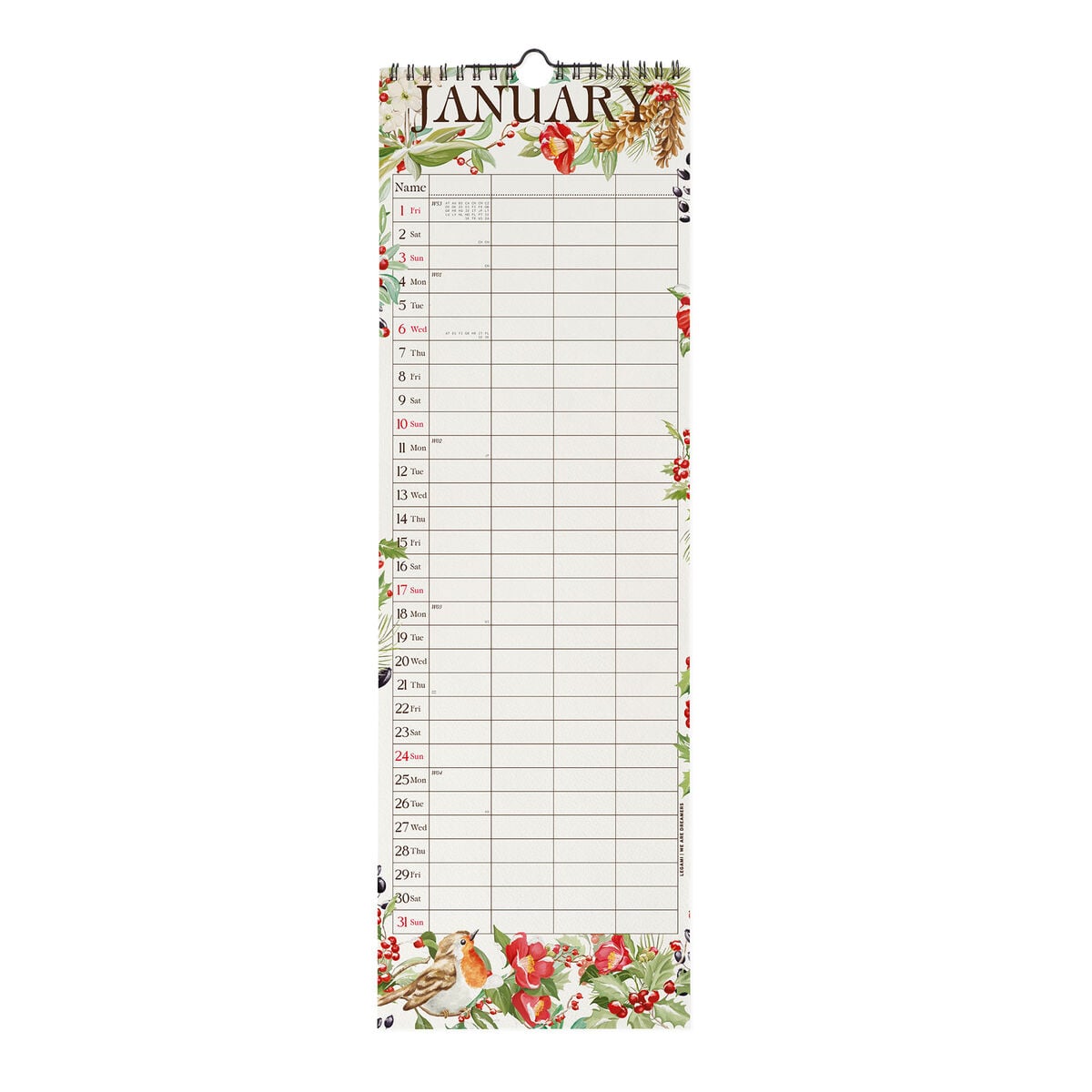 Calendario de pared Legami - My Secret Garden 2027 - 16 x 49 cm
