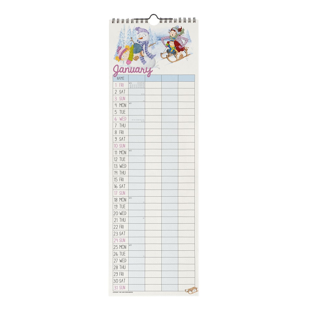Legami - Calendario de pared Súper Mamá 2027 - 16 x 49 cm