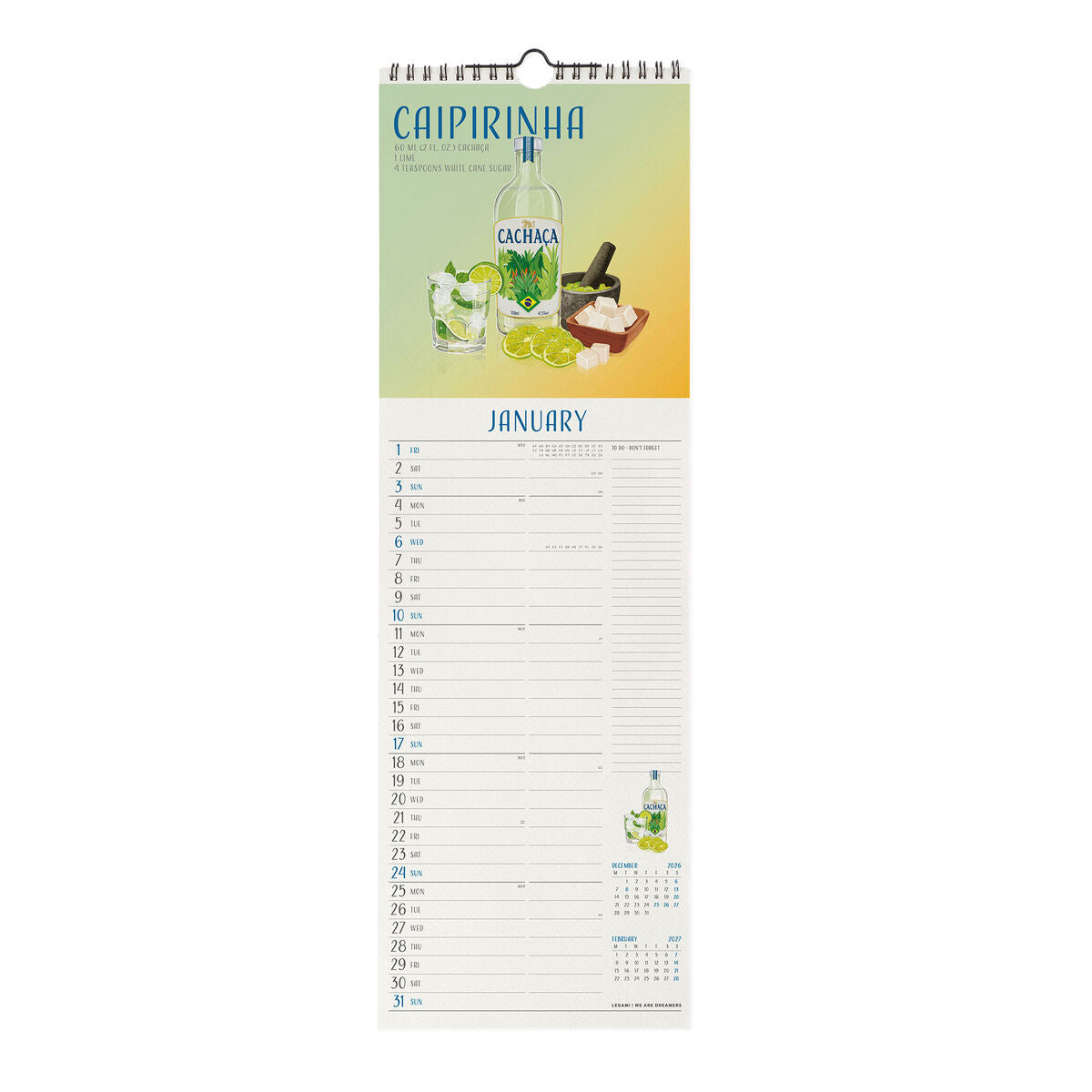 Legami - Calendario de pared Cheers 2027 - 16 x 49 cm