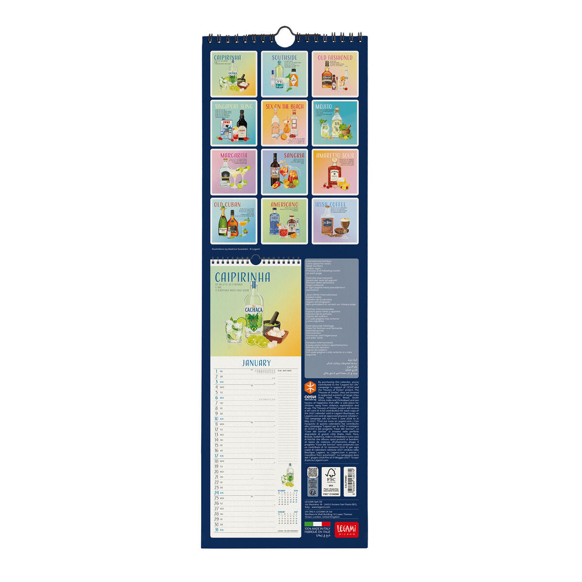 Legami - Calendario de pared Cheers 2027 - 16 x 49 cm