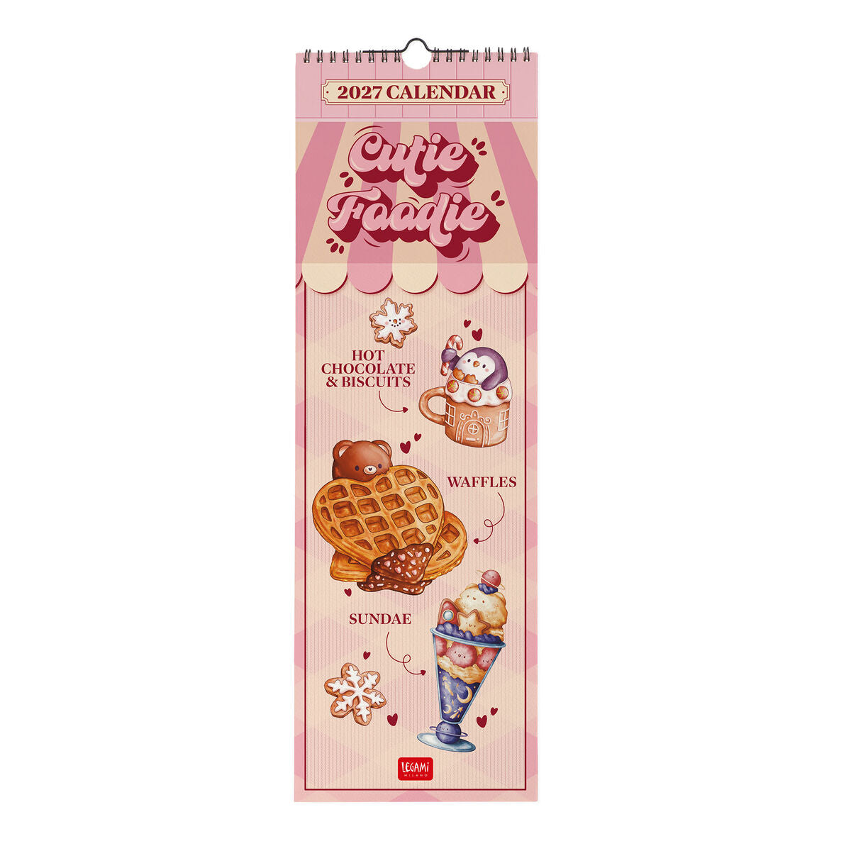 Legami - Calendario de Pared Cutie Foodie 2027 - 16 x 49 cm