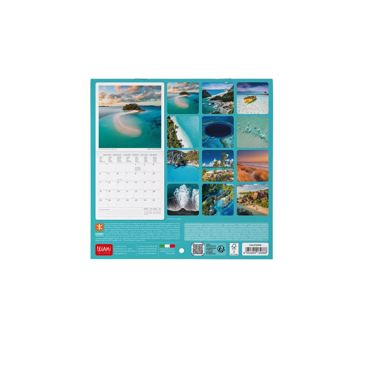 Calendario de pared Legami - Vitamin Sea 2027 - 18 x 18 cm