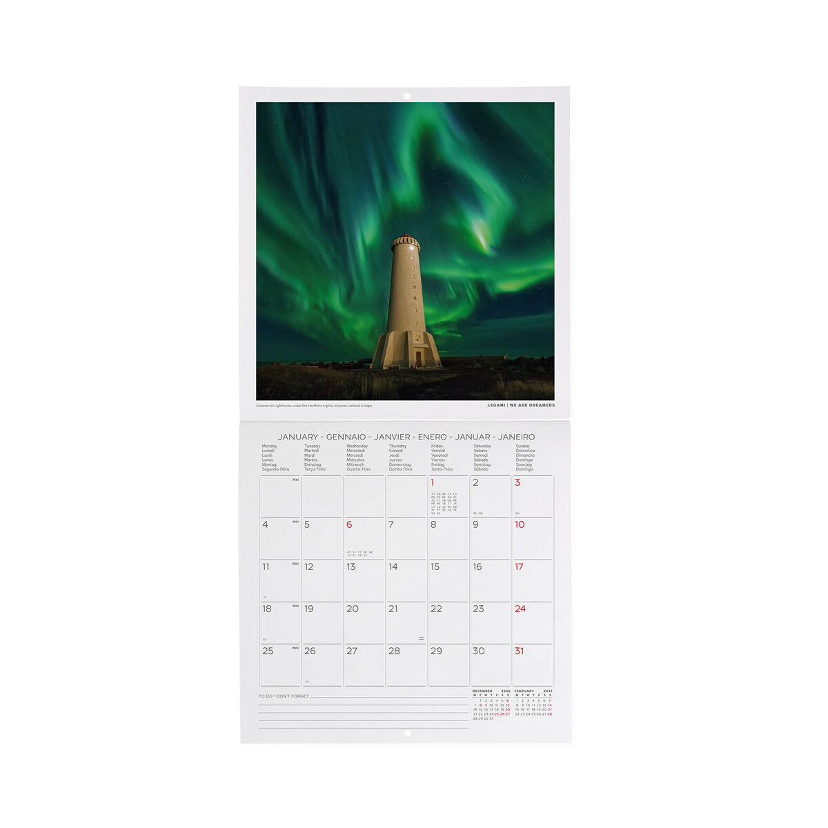 Calendario de Pared Legami - Lighthouses World 2027 - 18 x 18 cm