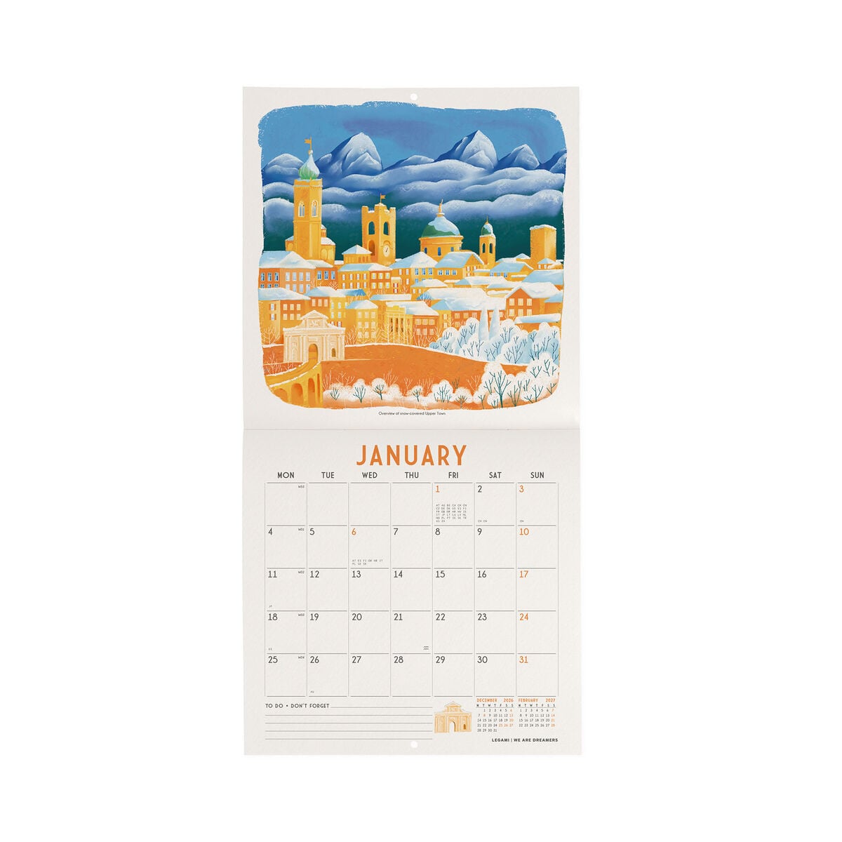 Legami - Calendario de Pared Bérgamo y sus Alrededores 2027 - 18 x 18 cm