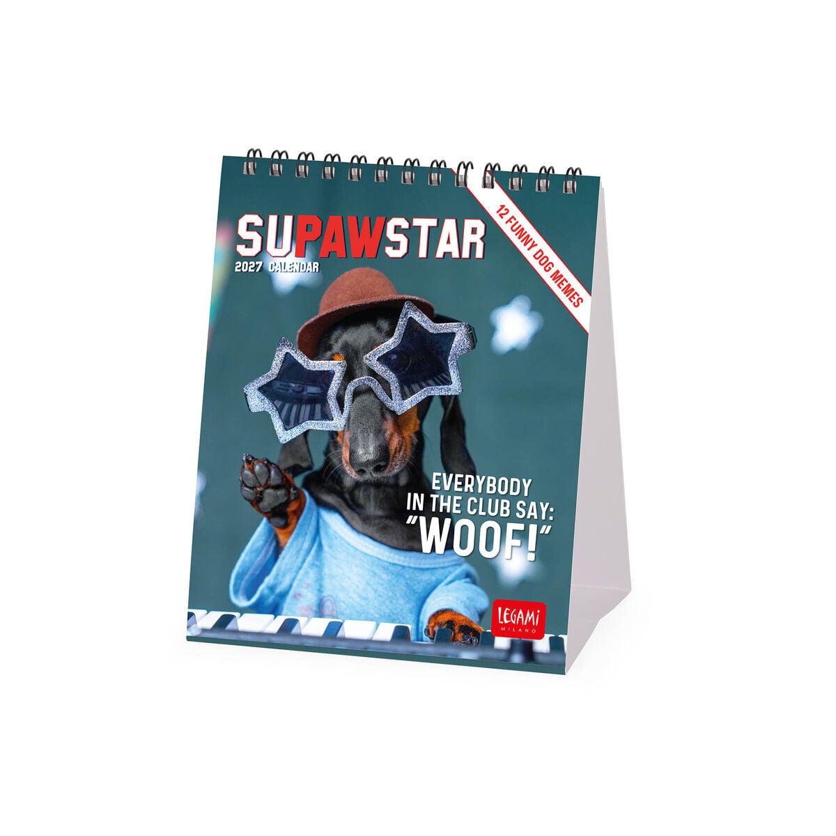 Legami - Calendario de Escritorio Supawstar 2027 - 12 x 14,5 cm
