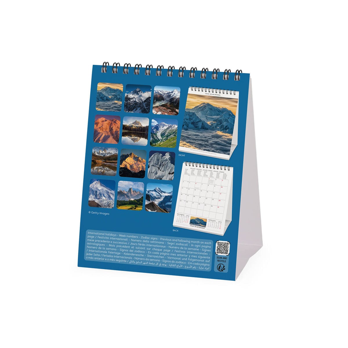 Legami - Calendario de mesa Mountains 2027 - 12 x 14,5 cm