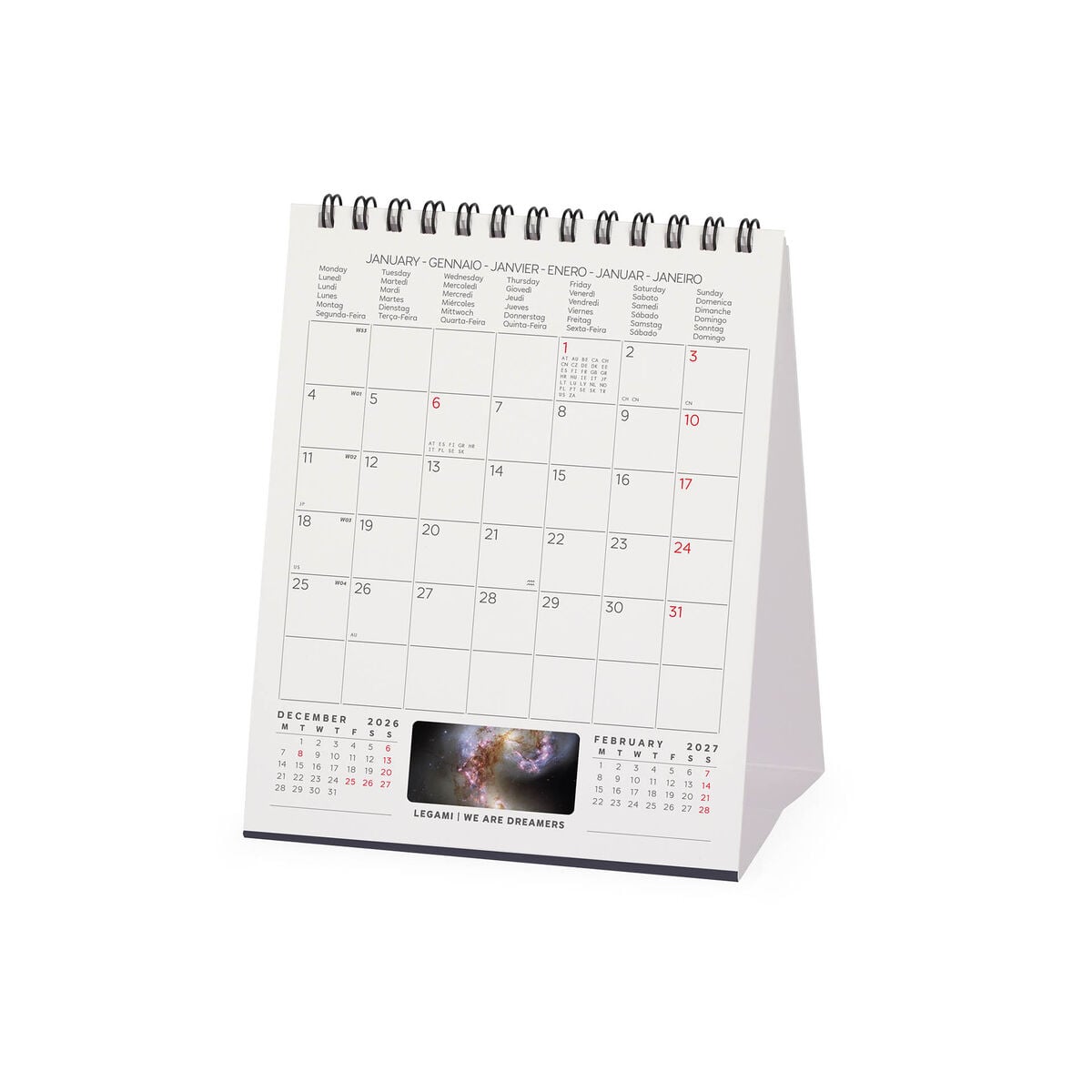 Calendario de escritorio Legami - Beyond Infinity 2027 - 12 x 14,5 cm