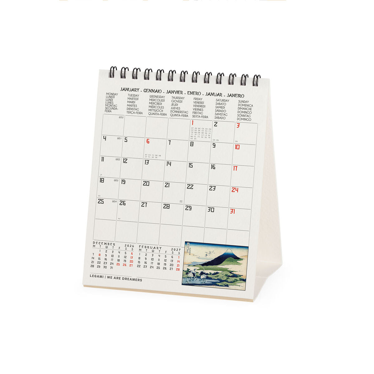 Legami - Calendario de mesa Japanese School 2027 - 12 x 14,5 cm
