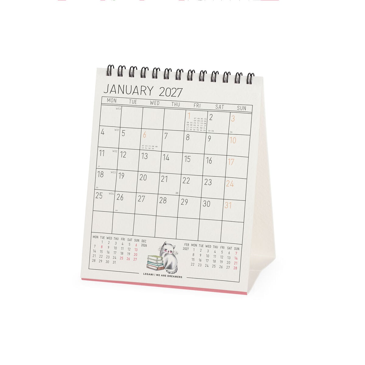 Legami - Calendario de mesa Sketchy Cats 2027 - 12 x 14,5 cm