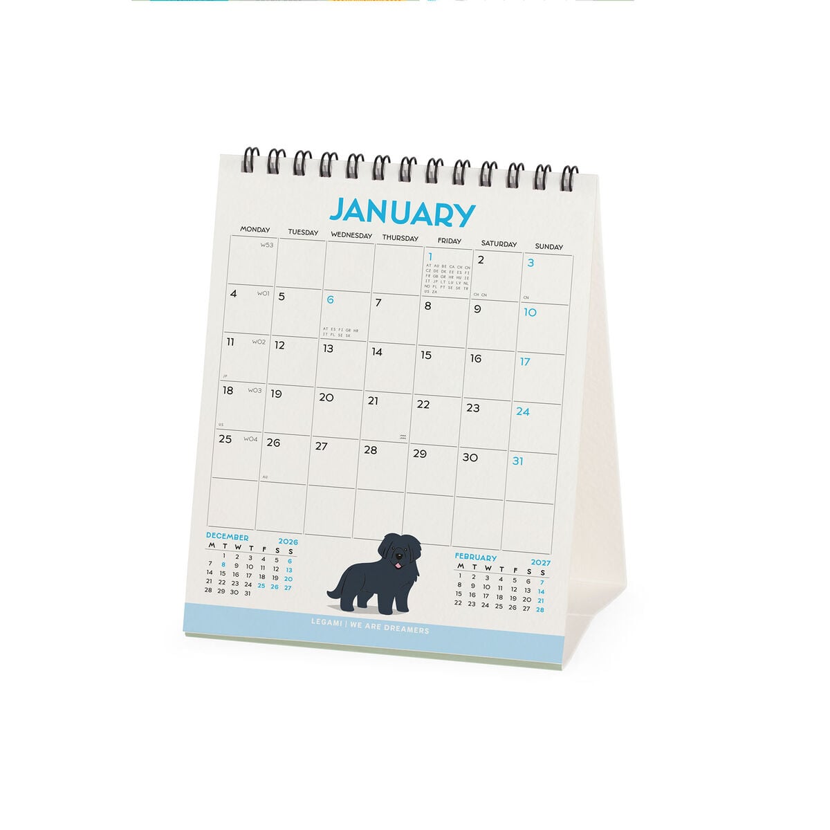 Legami - Calendario de mesa Dogs World 2027 - 12 x 14,5 cm