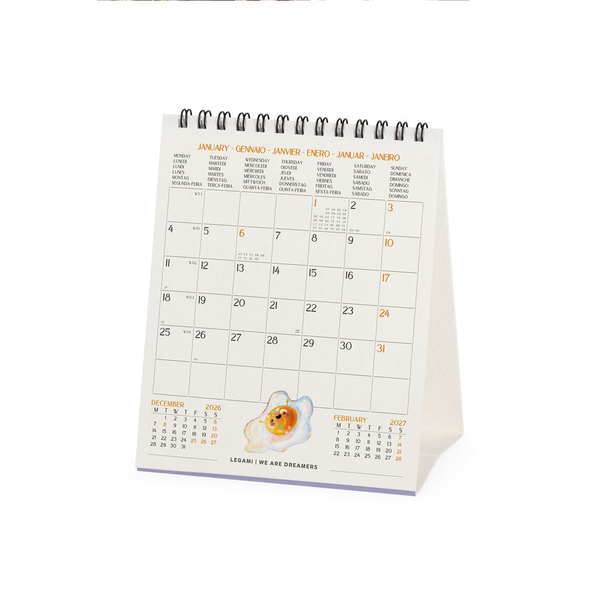 Legami - Calendario de mesa Good Vibes Only 2027 - 12 x 14,5 cm