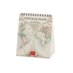 Legami - Calendario de escritorio Vintage Maps 2027 - 12 x 14,5 cm