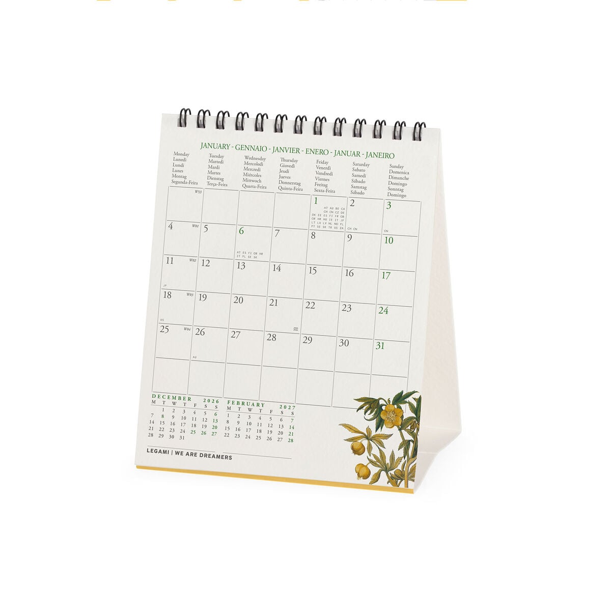 Legami - Calendario de escritorio Herbarium 2027 - 12 x 14,5 cm