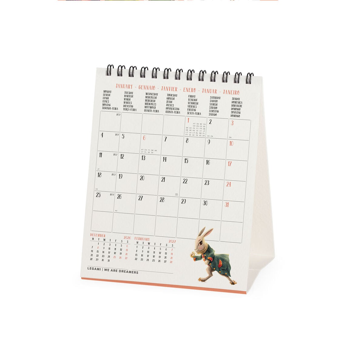 Legami - Calendario de escritorio Alicia en el País de las Maravillas 2027 - 12 x 14,5 cm