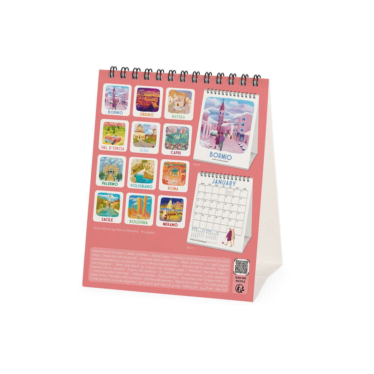 Legami - Italia 2027 Calendario de escritorio - 12 x 14,5 cm