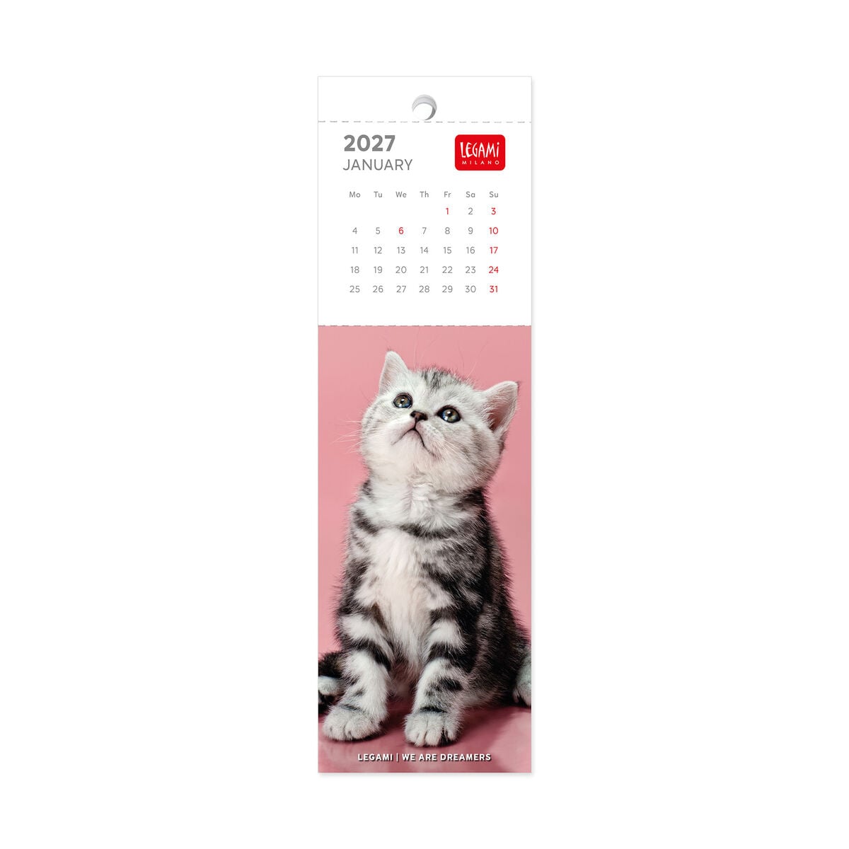 Legami - Gatos 2027 Calendario Marcador - 5,5 x 18 cm