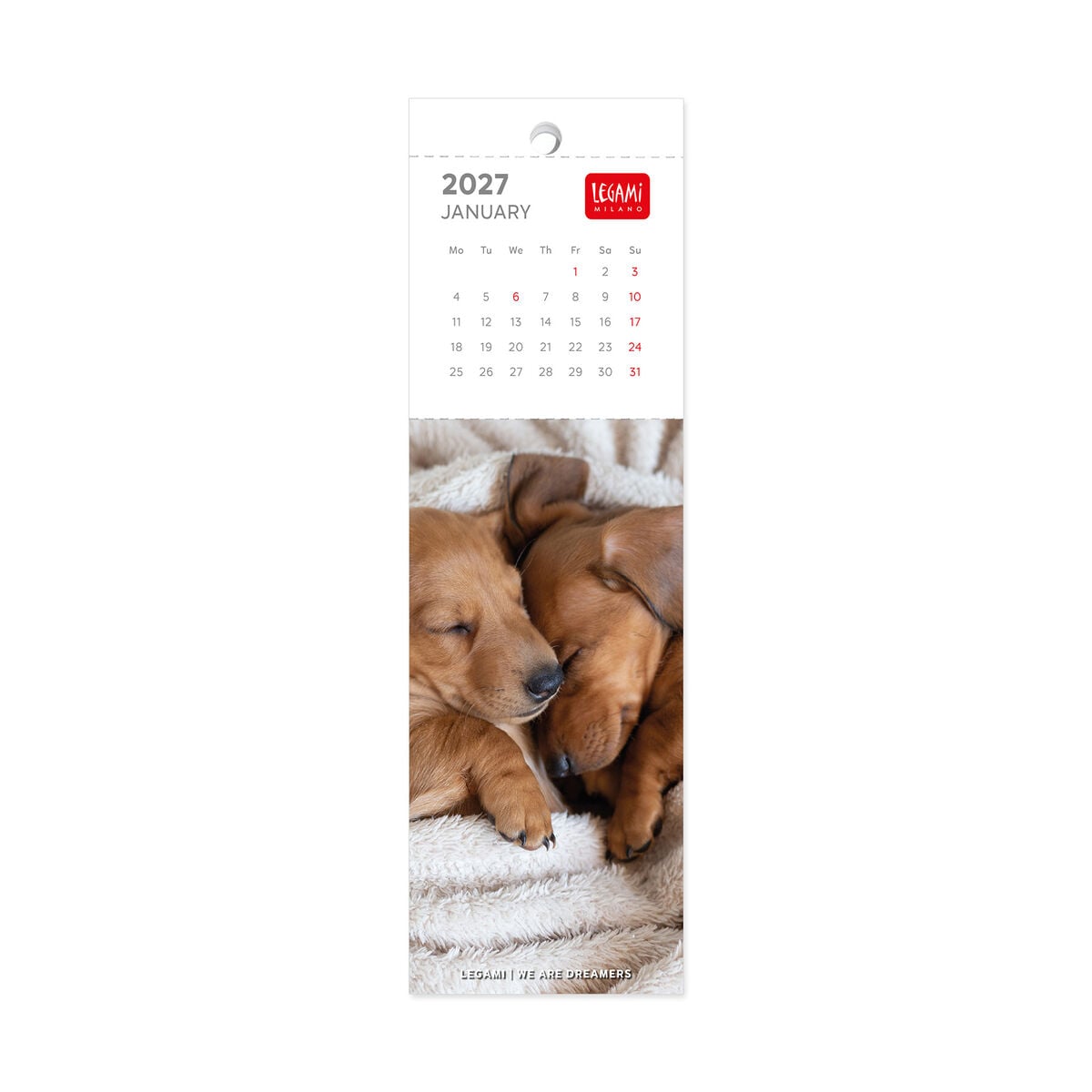 Legami - Calendario Marcapáginas Cachorros 2027 - 5,5 x 18 cm