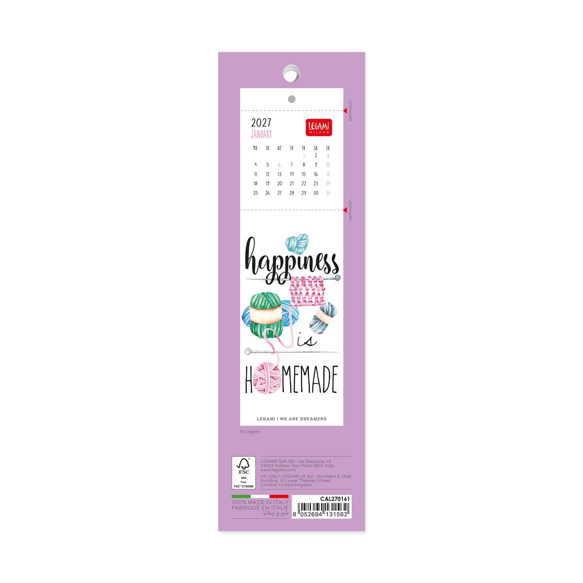 Legami - Calendario Marcapáginas Aforismos 2027 - 5,5 x 18 cm