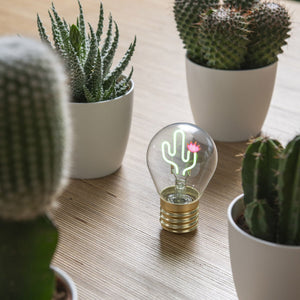 Legami - Lámpara de mesa decorativa con forma de bombilla - Cactus - Bulb Fiction