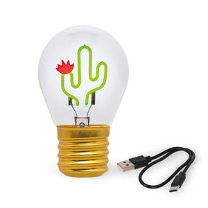 Legami - Lámpara de mesa decorativa con forma de bombilla - Cactus - Bulb Fiction