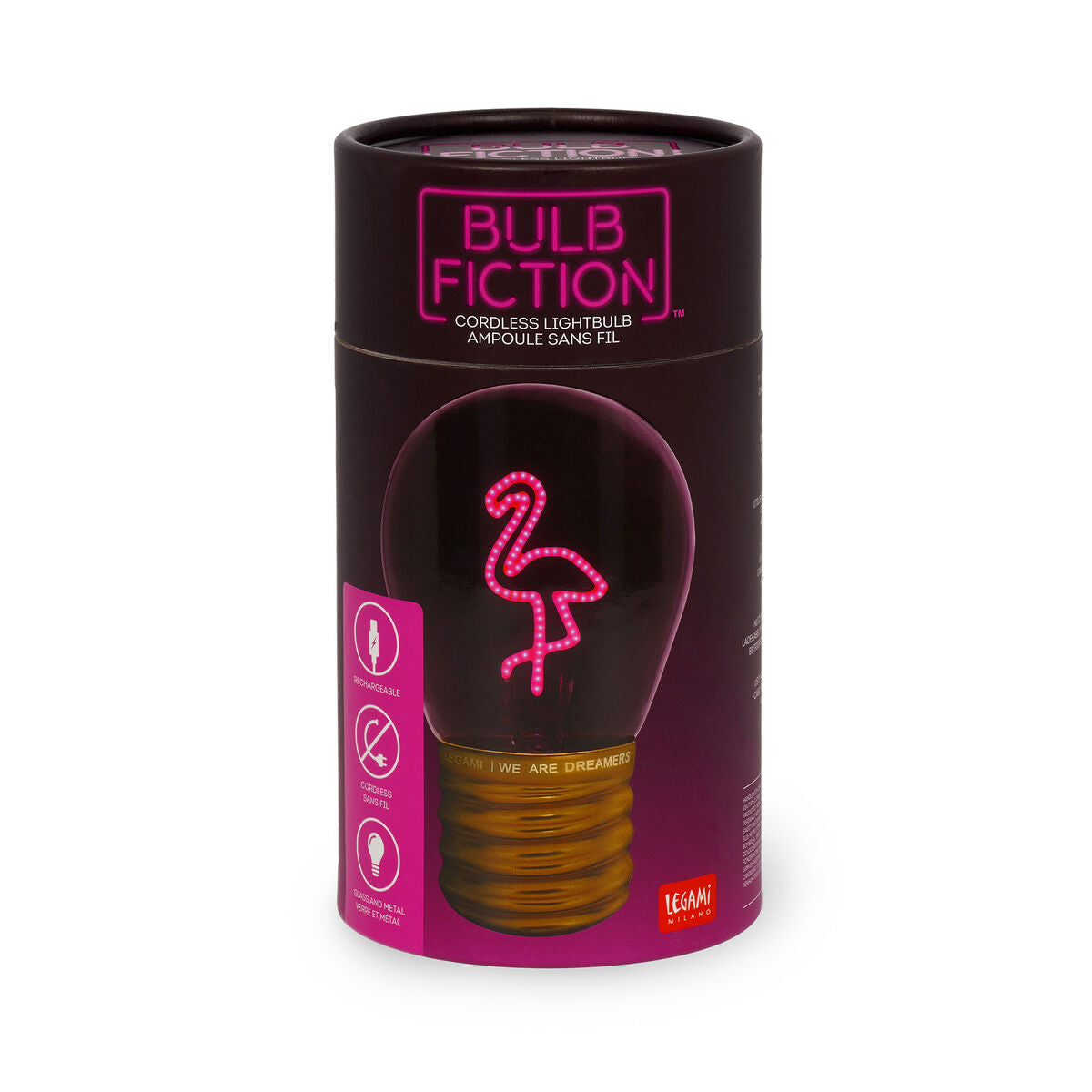 Legami - Lámpara de mesa decorativa con forma de bombilla - Flamingo - Bulb Fiction