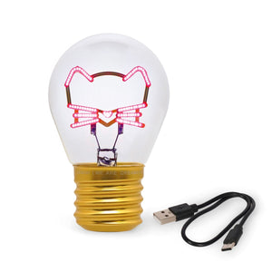 Legami - Lámpara de Mesa Decorativa con Forma de Bombilla - Kitty - Bulb Fiction