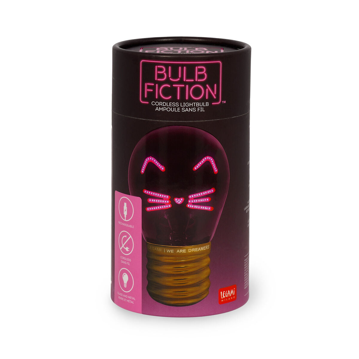 Legami - Lámpara de Mesa Decorativa con Forma de Bombilla - Kitty - Bulb Fiction