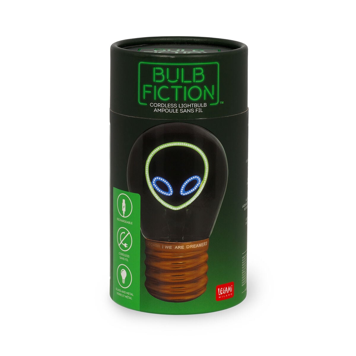 Legami - Lámpara de mesa decorativa con forma de bombilla - Alien - Bulb Fiction