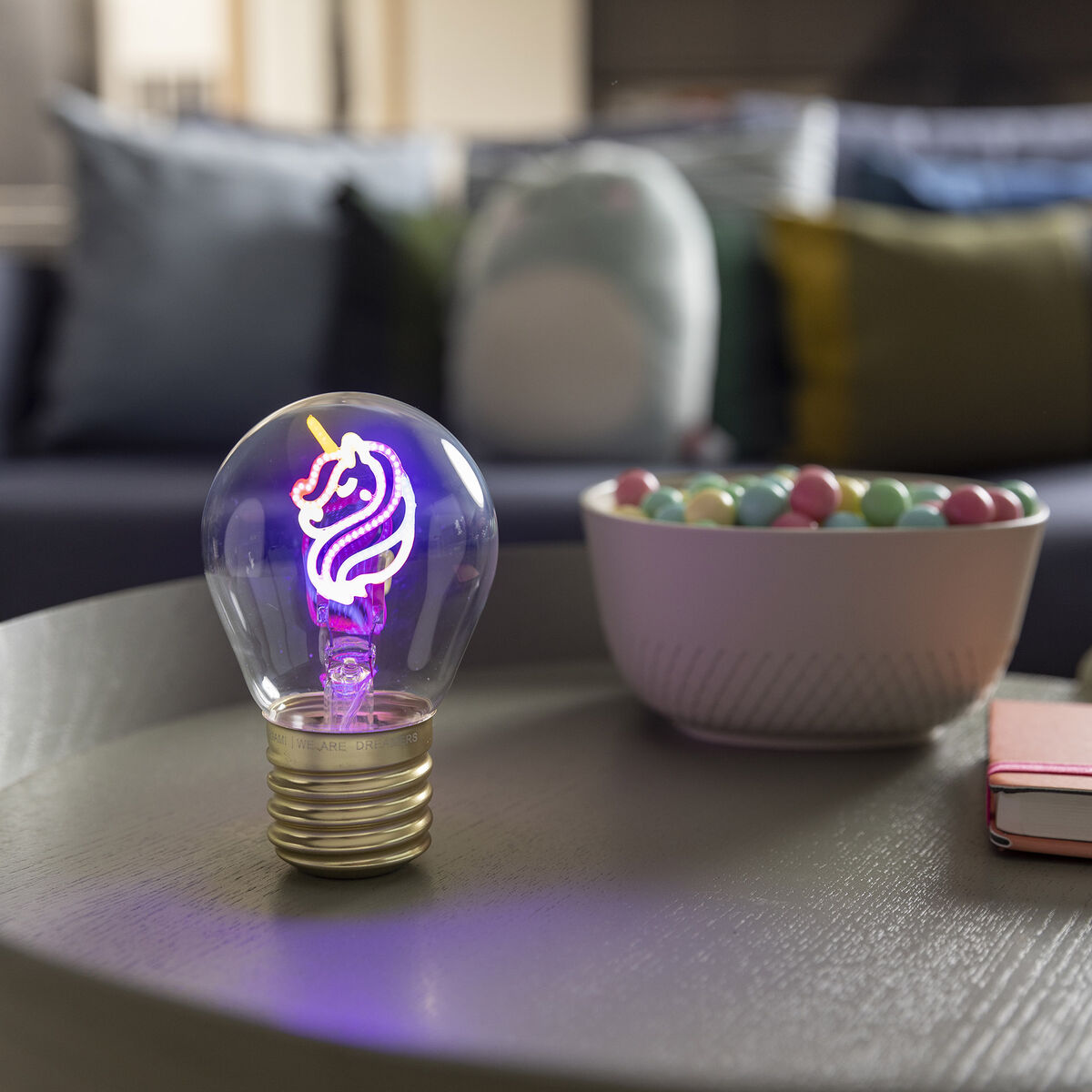 Legami - Lámpara de mesa decorativa con forma de bombilla - Unicornio - Bulb Fiction
